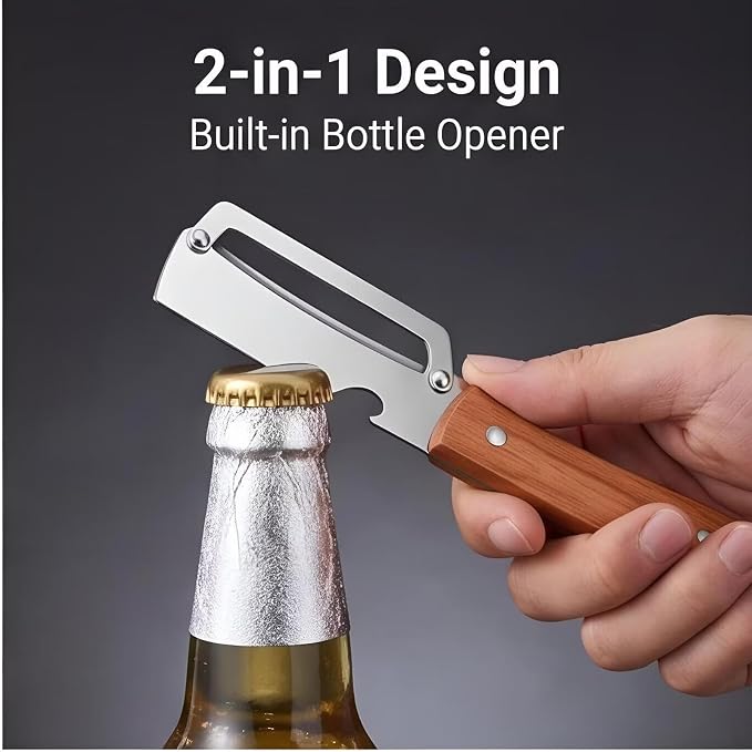 2Pcs Multifunctional Vegetable Peeler with Wooden Handle – 2026 Upgrade Odorless Stainless Steel Peeler, 2-in-1 & 3-in-1 Kitchen Gadget with Scallion Shredder & Bottle Opener – Home Cooking Essential