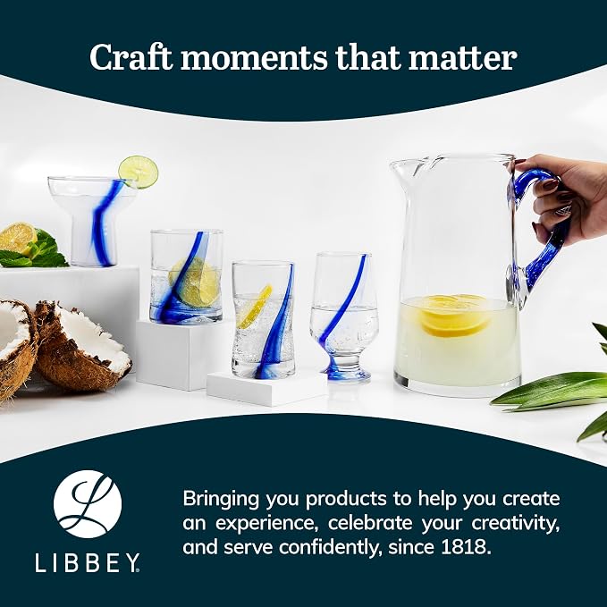 Libbey Blue Ribbon Rock Glasses Set of 8, Artisan Inspired Four-Dimple Shaped Whiskey Glasses Set, Dishwasher Safe Short Drinking Glasses for Families