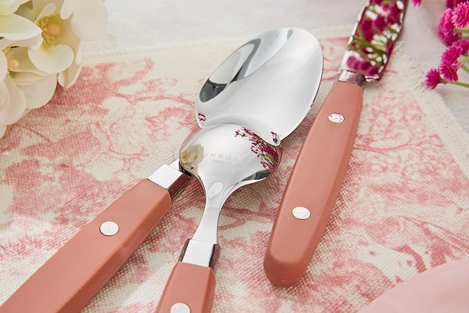 ANNOVA Silverware Set, Retro/Rivet Colorful Stainless Steel Tableware Kitchen Flatware Set Utensils, Includes Dinner Knives, Forks, Spoons, Salad Forks & Dessert Spoons (Brown, 20 Pieces)