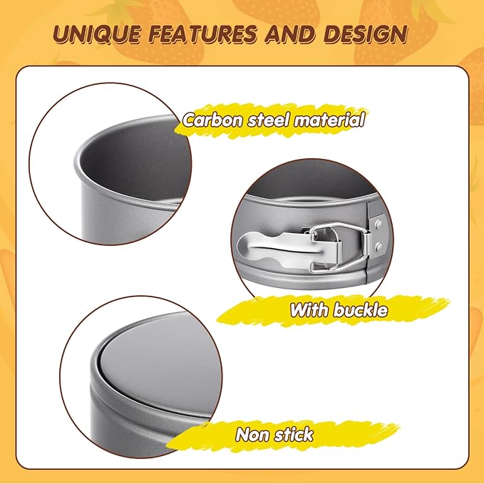 12 Pcs 4 Inch Springform Pan for Baking Mini Cheesecake Pans with Removable Bottom Nonstick Leakproof Round Cake Mold Spring Form Molds for Mini Cheesecake Pizza and Quiches (Grey)