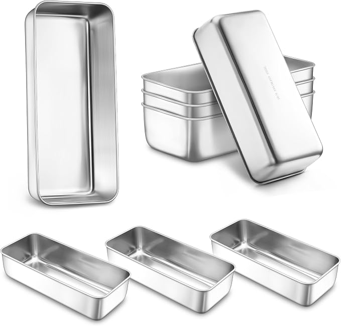 LIANYU 8 Pack Large 12x5 Inch Loaf Pans, Stainless Steel Bread Pans Set | Metal Bakeware for Baking Sourdough Bread, Meatloaf, Cake, Brownies, Durable & Non Toxic, Dishwasher Safe