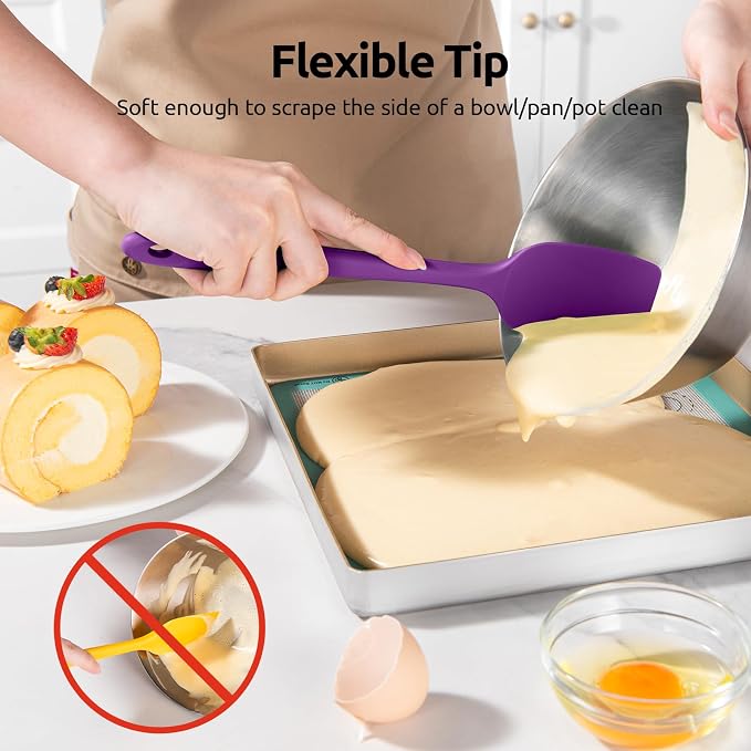 U-Taste Silicone Spatula Set 600°F High Heat Resistant, 4-Pcs, Colorful | Food Grade Hot-Proof Seamless Rubber Scraper, Kitchen Flexible Silicon Cooking Utensil Set, Diswasher Safe Baking Supplies