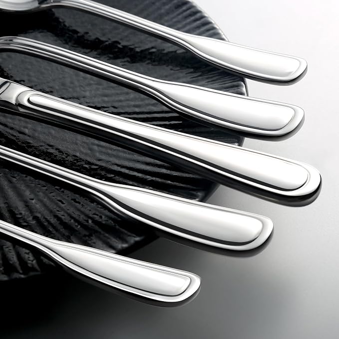 Silverware Set for 12, 60 Piece Boston Style Stainless Steel Flatware Set | Mirror Polished Utensils Spoons and Forks Set for Kitchen，Dishwasher Safe