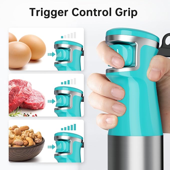 Turelar Immersion Blender Handheld 5 in 1 Hand Blender Set 1100W Heavy Duty | Trigger Variable Speed, Emulsion Stick Mixer with Food Processor, Whisk, Frother, for Soup, Puree, Baby Food, Anti-scratch