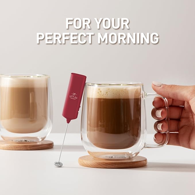 Mini & Mighty Milk Frother Wand – Powerful Handheld Coffee Frother, Battery Operated Drink Mixer – Compact Pocket Size – Detachable Whisk for Latte, Cappuccino, Matcha, Hot Chocolate