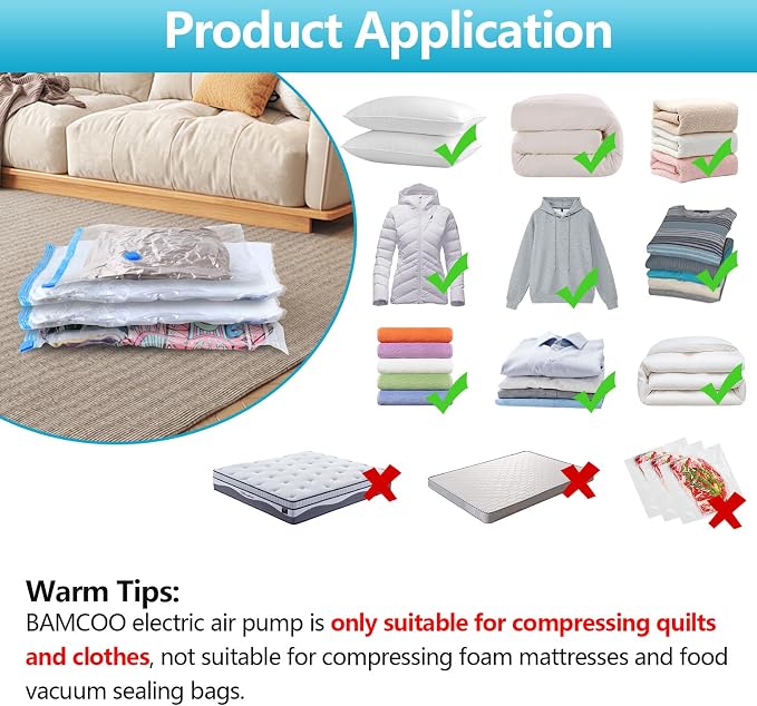 Travel Electric Vacuum Pump for Vacuum Storage & Seal Bags, Blue | Portable Vacpack Air Pump for Compression Clothing Blanket Luggage(Storage Bag Not Included)