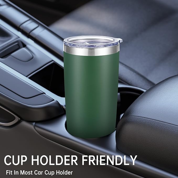20 oz Tumblers Bulk Stainless Steel Tumbler with Lid, 6 Pack | Deep Green, 20oz Insulated Coffee Mug, Double Wall Vacuum, Powder Coated Cup, for Hot and Cold Drinks