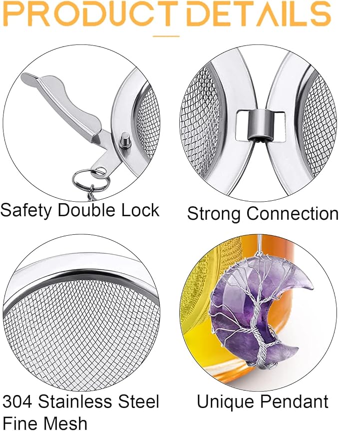 Tea Infuser Tea Strainer Tea Diffuser for Loose Tea Amethyst Tree of Life Wire Wrapped Crescent Moon Pendant Reiki Healing Crystal Stone Tea Ball Tea Filter Gifts for Women