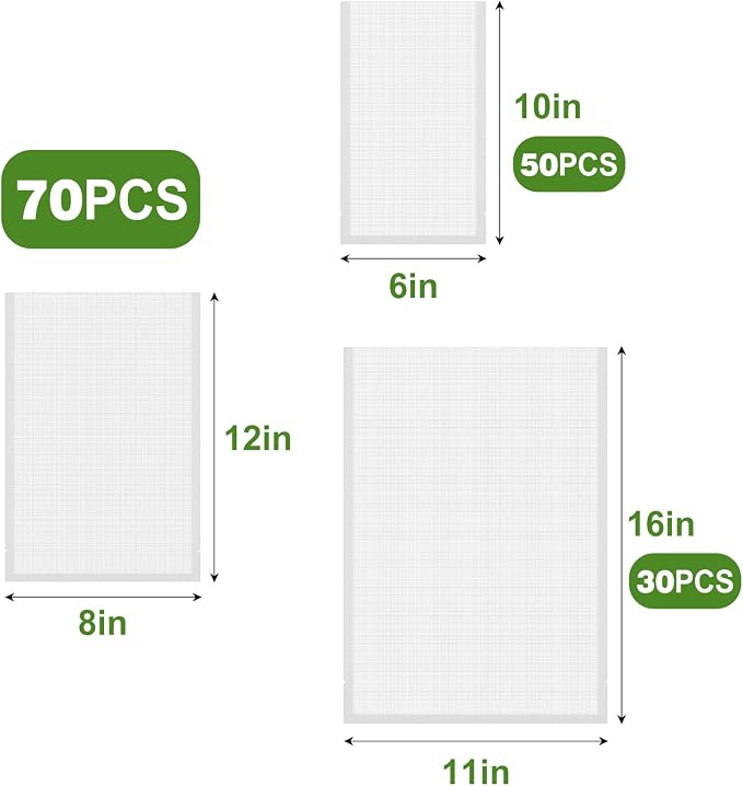 Vacuum Sealer Bags for Food Storage, 150pcs Precut Pint, Quart & Gallon | 3Mil Embossed BPA-Free Puncture-Resistant Bags, Universal Fit for Sous Vide, Meal Prep, Freezer Storage & Food Preservation