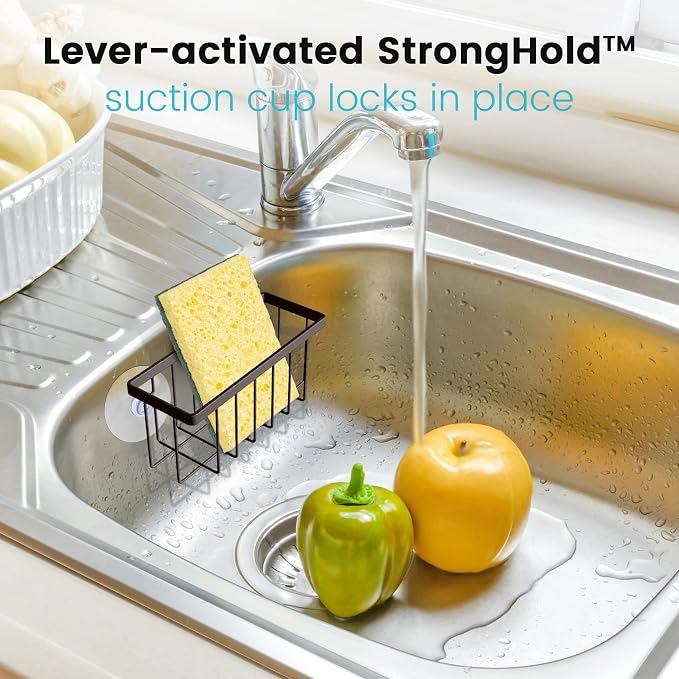 HLOOL Kitchen Sponge Holder,Sponge Holder for Kitchen Sink Scution,Sink Caddy (Bronze)