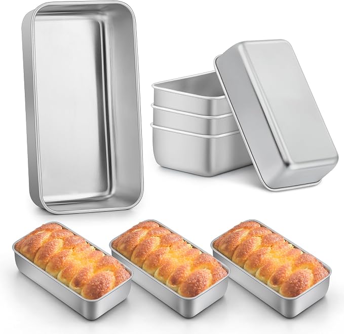 LIANYU Loaf Pans 9x5 Inch, 8 Pack Bread Pans for Baking, Stainless Steel | Bread Baking Pans, Loaf Tins for Homemade Bread Brownies and Pound Cakes, Dishwasher Safe, Bulk Set for Commercial