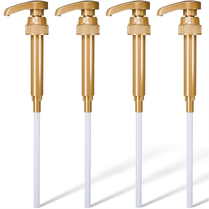 4 Pcs Coffee Syrup Dispenser Pump, Compatible with Torani & Skinny | 25.4 Oz (750ml) Glass Bottles; Precise 0.3 Oz Dispensing; Coffee Bar Accessories, Dirty Soda Bar, & Lemonade Stand Supplies