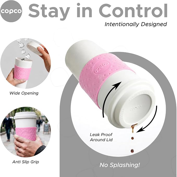 Copco Acadia Travel Mug, 16 Oz - Pink, Azure, Brown, Red, Set of 4