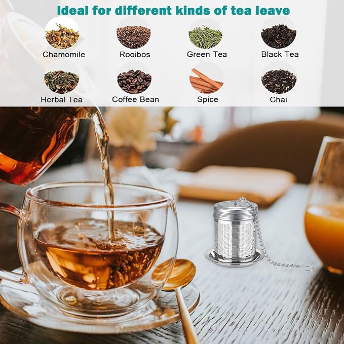 Tea Infuser for Loose Tea, Small 304 Stainless Steel Tea Strainer | Extended Chain Hook, Extra Fine Mesh, Tea Steeper Filter, Fit Mug Cup