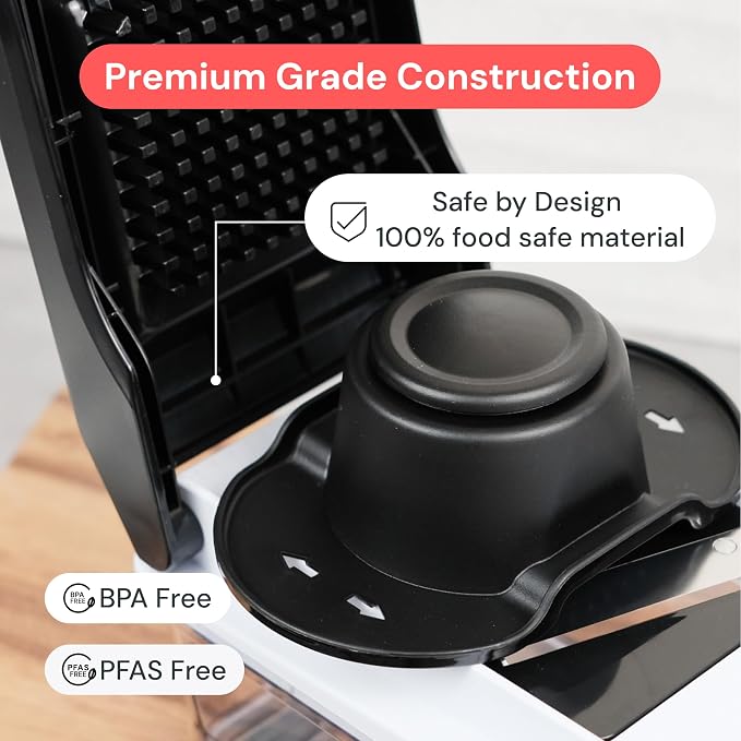 Fullstar Pro Core Vegetable Chopper & Mandoline Slicer, Meal Prep Essential | 9 in 1 Veggie Slicer, Onion & Fruit Slicer with Julienne, Grater & Dicer Stainless Steel Blades + Container (White)