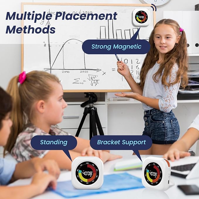 PERSUPER Visual Timer for Kids, Rechargeable 10-Hour Countdown/Up Timer | with 3 Volume Levels, 3 Brightness Display, and Magnetic, Homeschool Study Tool, Large Digital Timers for Classroom, Kitchen