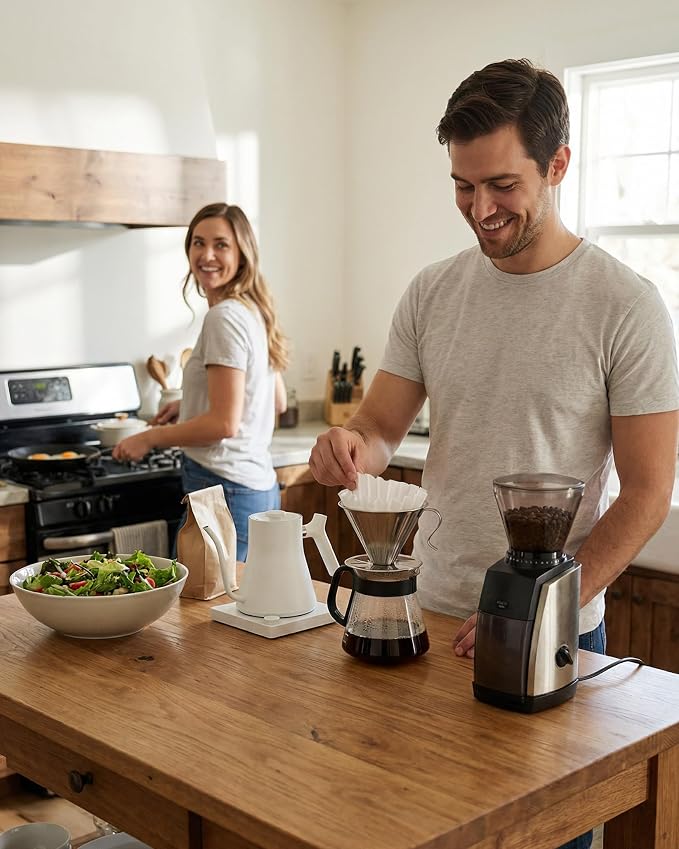 AGOGO Stainless Steel V60 Coffee Dripper & 50 Paper Filters, Sliver | Unbreakable carafe for kitchen RV camp and office, includes barista towel, lead-free food grade 304 stainless steel