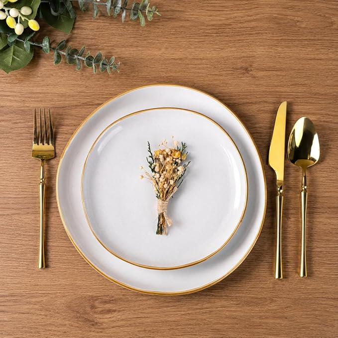 AmorArc Ceramic Dinnerware Sets for 4, 12Pcs Plates and Bowls Sets Dishes | Stoneware Handmade Reactive Glaze Dinner Set, Highly Scratch Resistant | Dishwasher & Microwave Safe Dishware