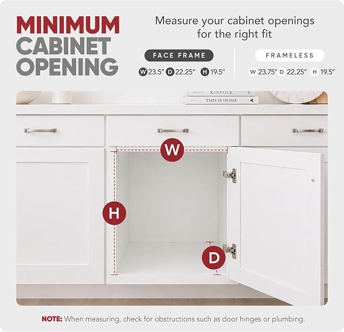 Rev-A-Shelf Pullout Organizer for Cabinets, Min Opening Width of 24" | Two-Tier Steel Shelf for Kitchen or Vanity Cabinet Organization, Heavy Gauge Wire Slide Out Storage Basket, 5WB2-2422-CR-1