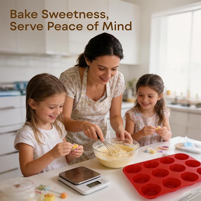 Silicone Mold for Baking, 12 Cup Nonstick Muffin Pan 2Pcs | Food-Grade Silicone Muffin Tin, Oven Dishwasher Freezer Safe Silicone Molds for Home Baking DIY, Cupcakes, Egg Bites