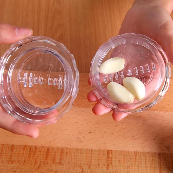 Transparent Manual Garlic Twist, Multi-Functional Mincer & Grinder for Garlic, Onion, Ginger, Herbs, Nuts, Impact Resistant Kitchen Gadget & Home Accessory (2PCS)