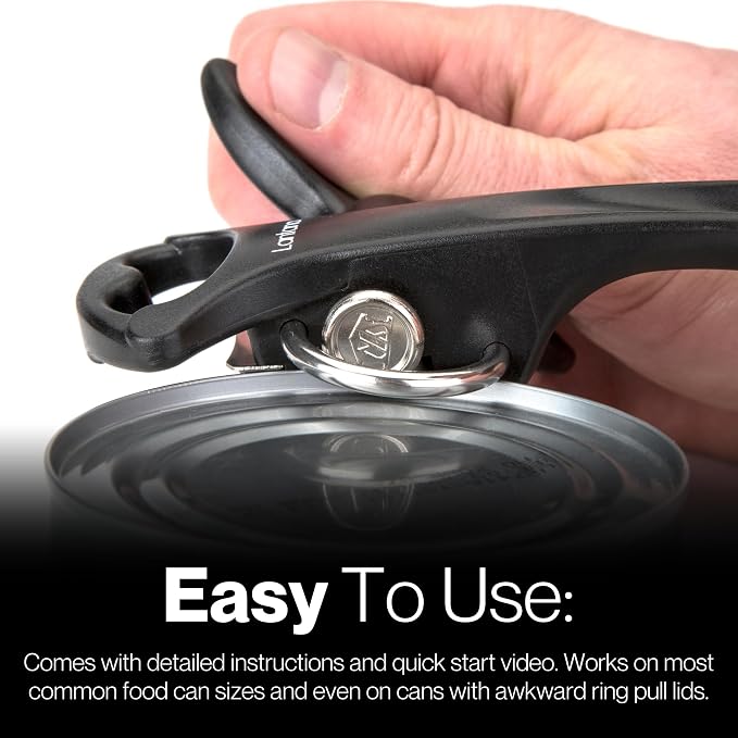 Lantana Can Opener (Smooth Edge/Safety), Handheld Manual, Bottle Cap Lifter | No sharp edges, smooth edge safety cutting, lid fits back onto can, easy grip handle, lightweight and easy to use