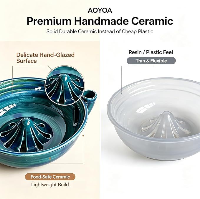 Self Spinning Ceramic Berry Washing Bowl with Drain Holes, 5.5'' Kitchen Fruit Washer Spinner Bowl with Fruit Fork and Waterproof Pad (Small-Green-A)