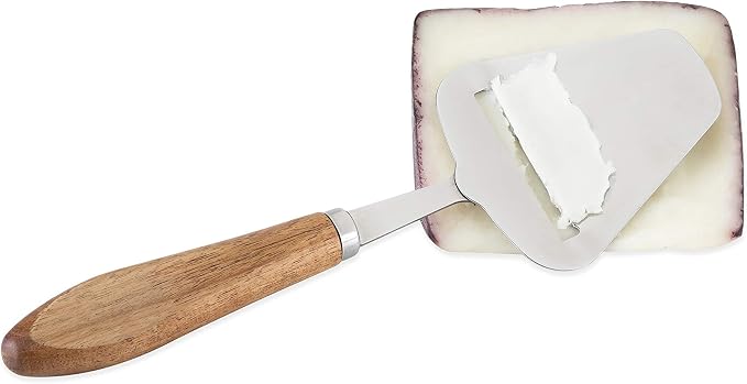 Twine Acacia Cheese Plane Hard Cheese Slicer - Charcuterie Board Cheese Slicer Stainless Steel with Acacia Handle - Set of 1