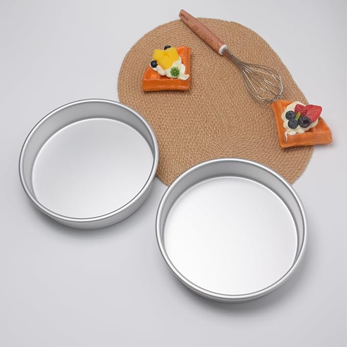 8×2 round Cake Pans Set of 2,Aluminum cake tin baing pan for birthday cake party cake (8×2 round Cake Pans, Set of 2)