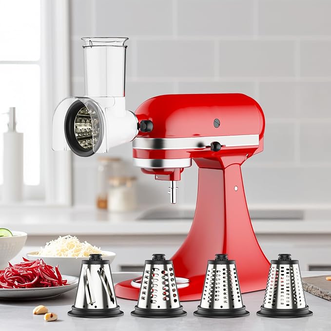COFUN Cheese Grater Attachment for KitchenAid, Large Cheese Grater | 3-inch Feed Chute and Splash-Proof Barrier, Cheese Shredder, For Kitchen Aid Accessories and Attachments, Dishwasher Safe