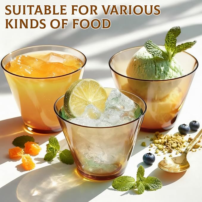 Glowserve 9 OZ Brown Disposable Plastic Cups Cocktail Cup 50 Pack | Fancy Cocktail Cup,Stemless Wine Glass,Wedding Wine Glasses,Graduation Birthday,World Cup,Party Essentials