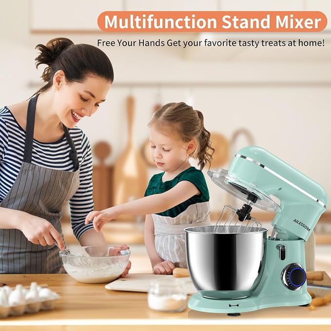 Stand Mixer, 6.5QT Tilt-Head Electric Kitchen Mixer, 10-Speed Household food mixer with 311 Stainless Steel Bowl, Dough Hook, Whisk & Beater, Splash Guard, Ideal for Baking Bread, Cake & Whipping