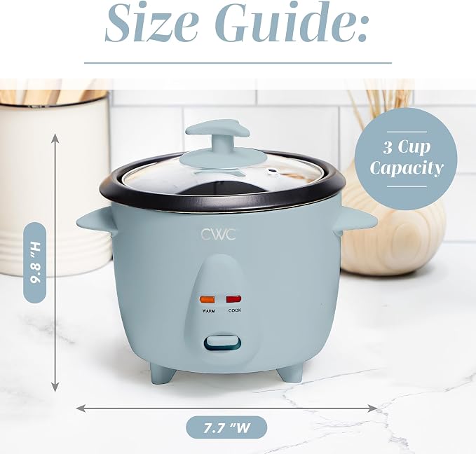 COOK WITH COLOR 6 Cup Rice Cooker 300W - Effortless Cooking and Perfectly, Cooks 3 Cups of Raw Rice for 6 Cups of Cooked Rice, Blue