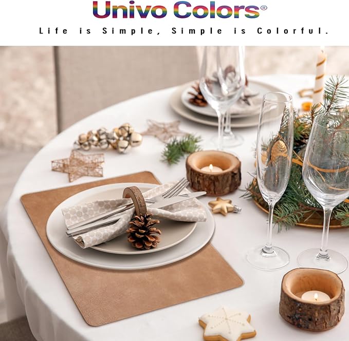 UnivoColors Placemats,Heat Resistant Placemats Set of 8 Washable 12 x 17 Inch,Waterproof Table Mats,Wipeable Pu Place Mats for Kitchen,Dining Room.Dark Gray