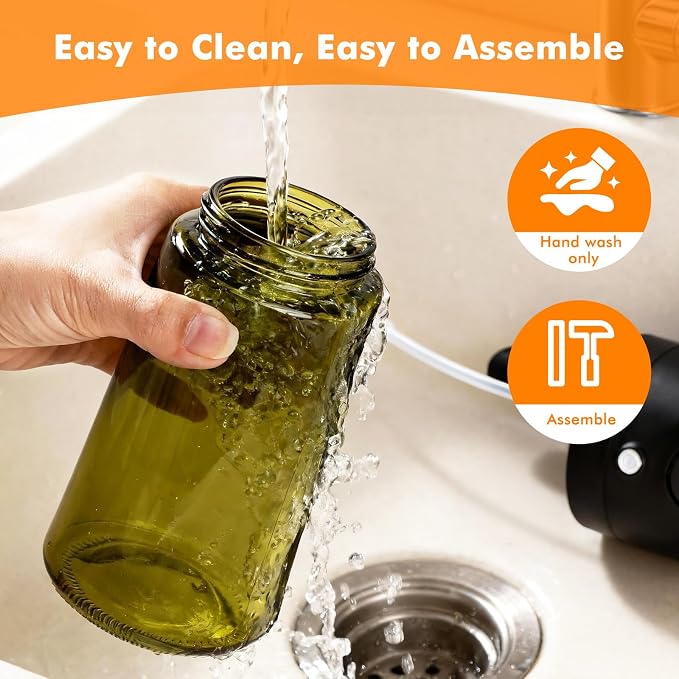 Oil Sprayer for Cooking,470ml Cooking Olive Oil Sprayer and Oil Dispenser 2 In 1, Food-grade Glass Oil Spray Bottle Mister for Air Fryer, BBQ, Griddle (Black+dark green glass and color label)
