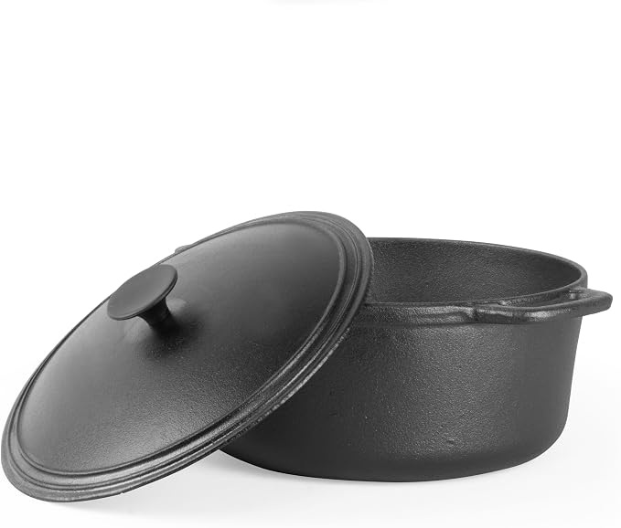Commercial Chef 6.6-Qt. Dutch Oven, Pre-Seasoned Cast Iron, CHCI660 | Integrated Handles, Works on All Cooktops Including Induction, Outdoor Cookware for Campfires or Grills