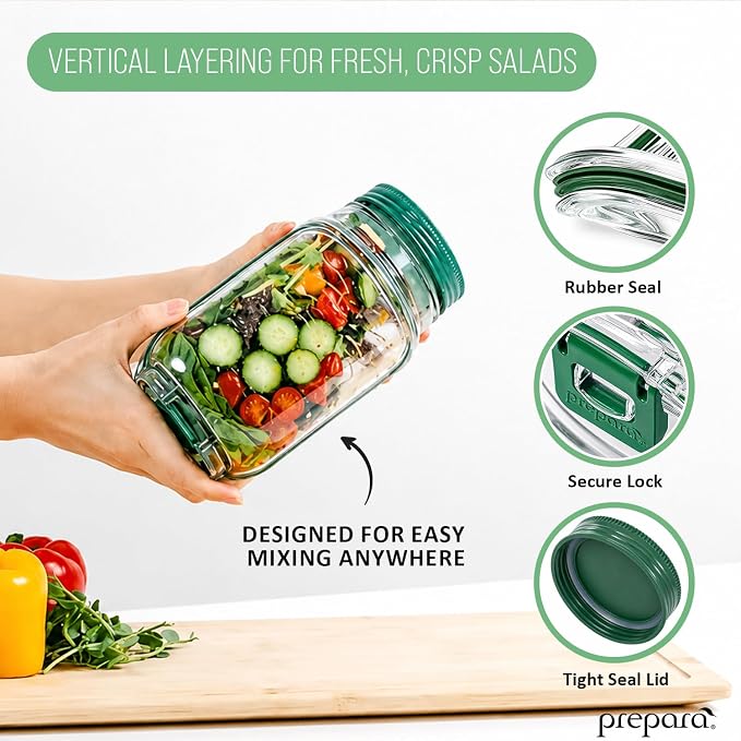 Prepara Salad Set - Herbs n' Greens, Avocado Cool & Salad Pod | BPA-Free, Ideal for Meal Prep, Snacks & Salads, Multi-Function Prep Tools, Includes 2.5 oz Leakproof Dressing Capsule