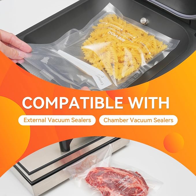 Wevac Vacuum Sealer Bags,150Pcs Gallon 11"x16", Quart 8"x12", Pint 6"x10" | BPA Free, Great Assortment of Sizes, Commercial Grade PreCut Bag, Freezer bags for vacuum sealer, Meal Prep and Sous Vide