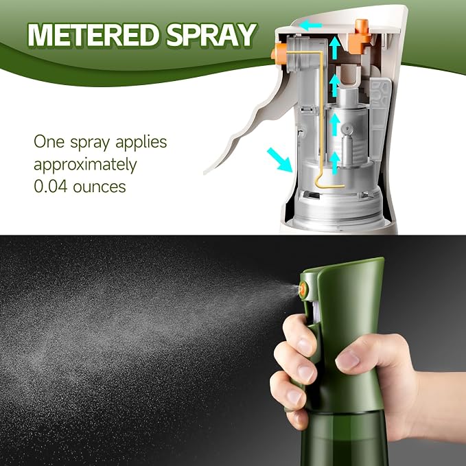 Glass Olive Oil Sprayer for Cooking 7.6 oz (Olive Green Bottle) | Oil Mister, Kitchen Refillable Continuous Oil Spray Bottle for Air Fryer, Portion Control, Leak Proof