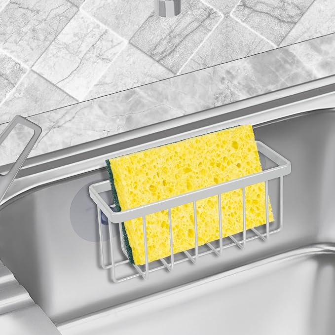 SHFKS Sponge Holder for Kitchen Sink,Sink Sponge Holder,Sink Caddy, Soap Holder,Bathroom,Scrubbers (Mat Silver)