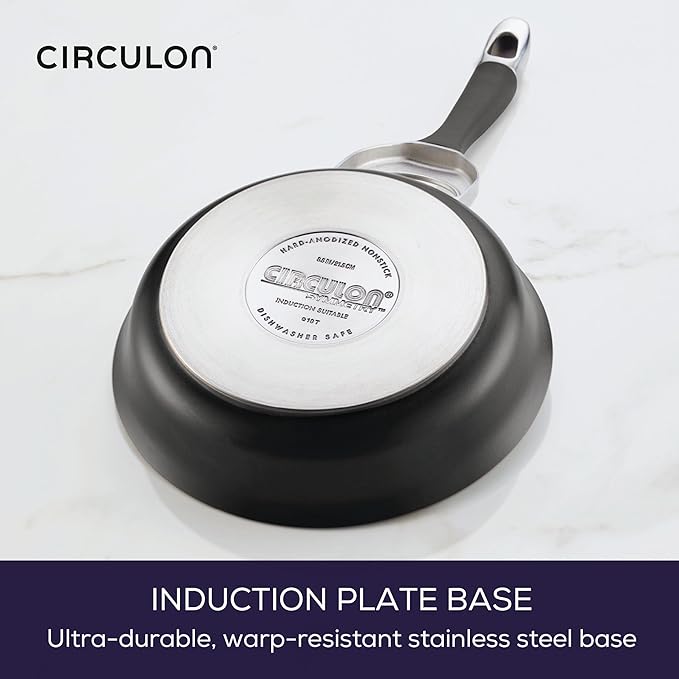 Circulon Symmetry Hard Anodized Nonstick Induction Frying Pan, 8.5-Inch Fry Pan, Black