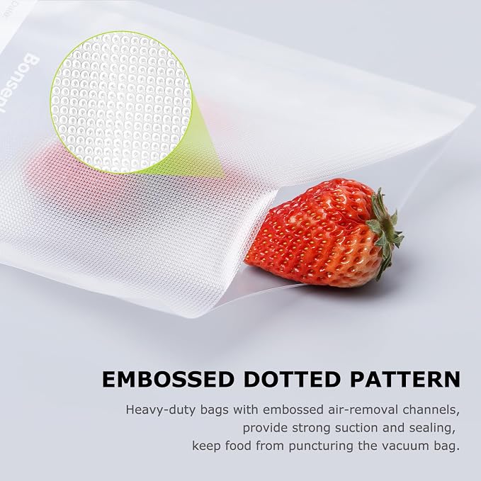 Bonsenkitchen Precut Vacuum Food Sealer Bags 100 Pint 6" x 10", BPA Free | Commercial Grade Textured Food Vacuum Sealer Bag, Thick Embossed Bags for Food Storage and Sous Vide Cooking