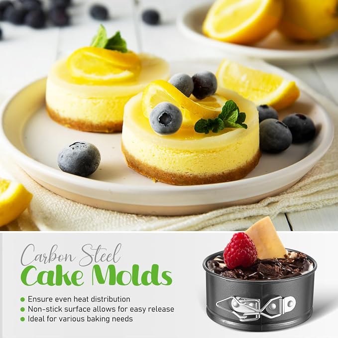 Toyvian 6-Pack Mini Springform Pans 4.72 Inch Round Cake Pans Non-Stick Leakproof Baking Molds for Cheesecakes Quiches and Holiday Desserts