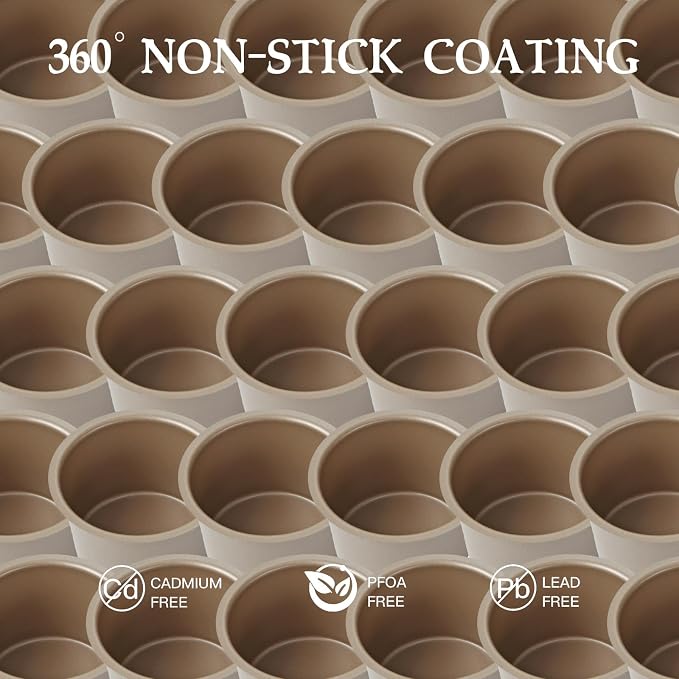 Stackable Muffin Pan Set, 6 Individual Nonstick Muffin Cups | Modular Carbon Steel Cups with Easy Release Design for Space-Saving Baking