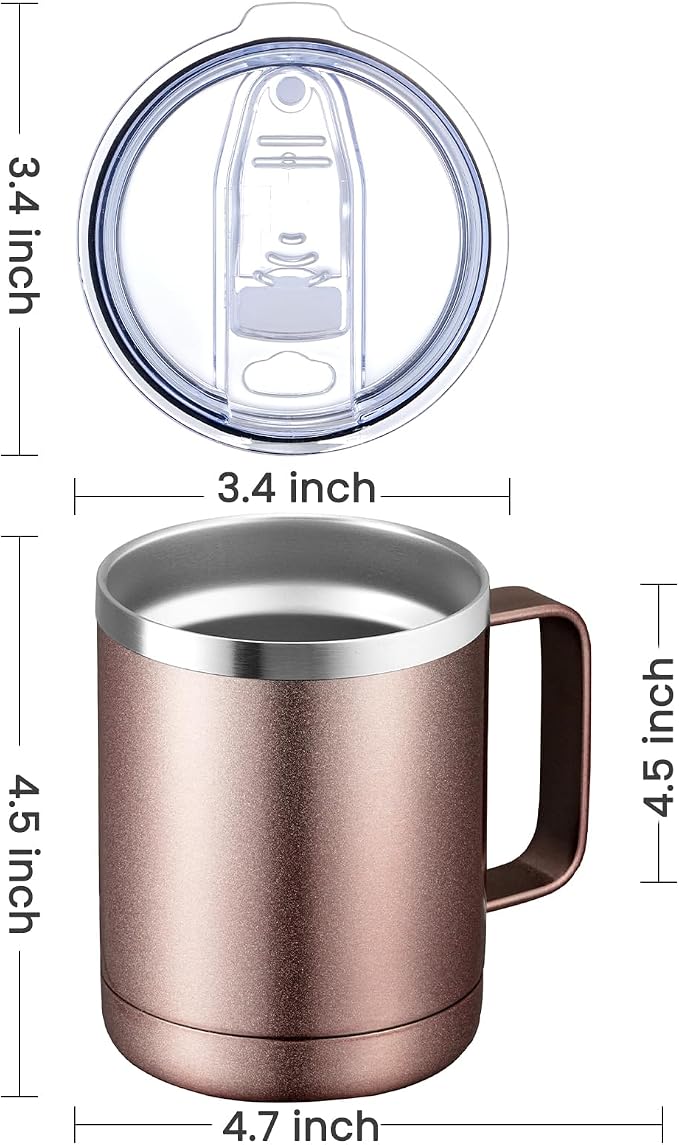 MEWAY 12oz Mix Color Mug With Handle 8 Pack Bulk,Stainless Steel Insulated Travel Tumblers With Sliding Lid,Double Wall Vacuum Camping Coffee Cup for Hot & Cold Drinks Tea (Mix,Set of 8)
