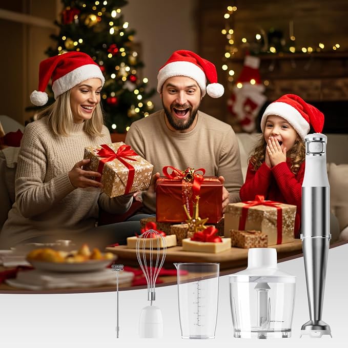 Turelar Immersion Blender Handheld Corded, 1100W 5 in 1 Hand Blender Set | Trigger Variable Speed, Emulsion Stick Mixer with Food Processor, Whisk, Frother, for Soup, Puree, Baby Food, Anti-scratch