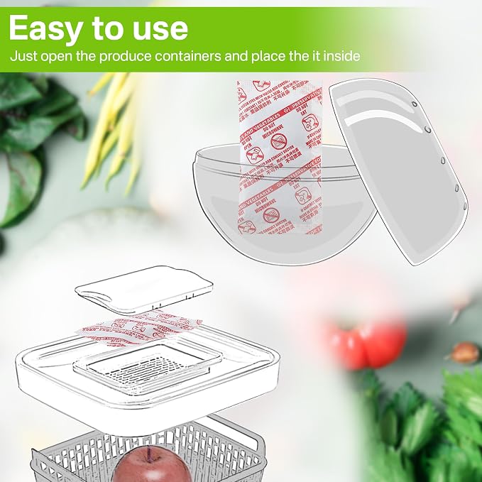 16 Pack Produce Saver Refill Kit, Ethylene Gas Absorber Refills, Red | Ethylene Gas Absorber Refills for Produce Keeper and Crisper Inserts, Fridge Keep Fresh, Fruits & Vegetables Storage