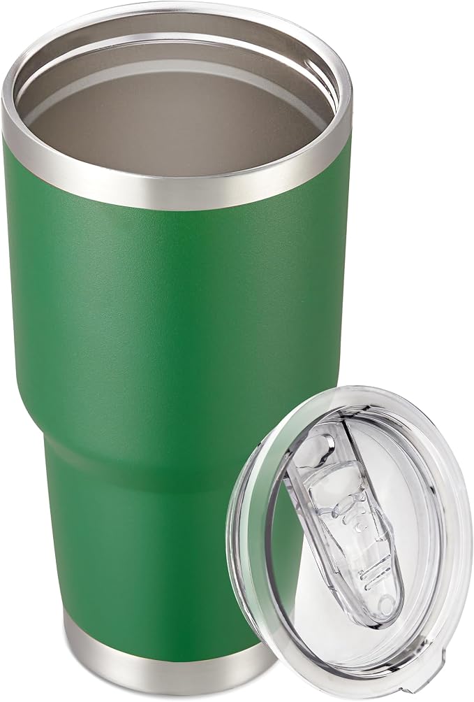 30 oz Tumbler with Lid Stainless Steel Tumblers, 1 Pack | Vacuum Insulated Cup, Leak Proof Lid, Powder Coated Travel Mug, Double Wall, Keep Cold Drinks for 12 Hours, Dark Green
