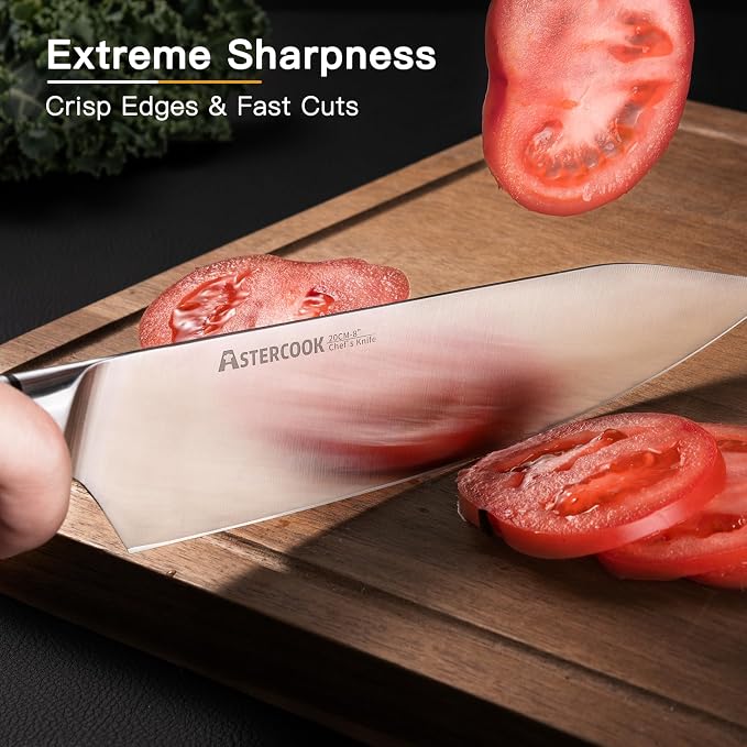 Astercook 8 Inch Professional Kitchen Chef Knife | German High Carbon Stainless Steel, Ultra Sharp, Ergonomic ABS Handle, Gift Box Included, mothers day gifts for wife