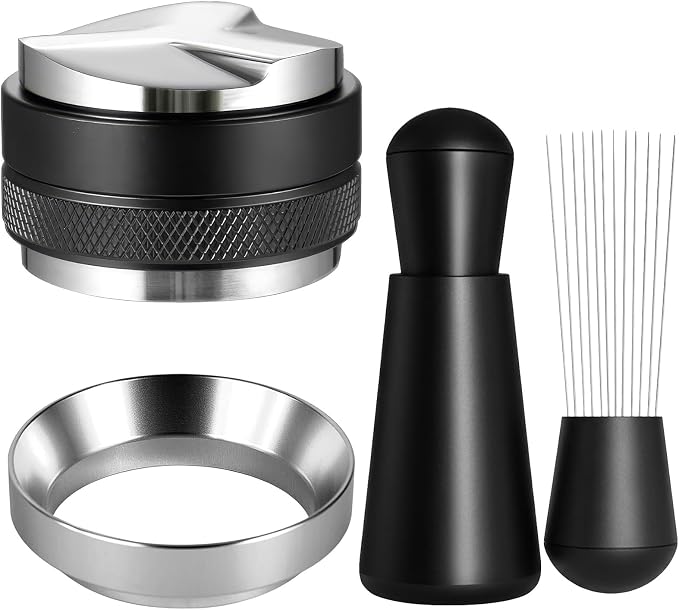 51mm Espresso Accessories Kit - 3 PCS Heavy Duty Dual Head Coffee Distributor and Tamper, WDT Tool, Magnetic Dosing Funnel - Fits Delonghi Breville 51mm Machines and Portafilter